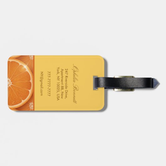 Oranje Grove monogram Bagagelabel (Achterkant horizontaal)