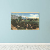 Oranje Grove Scène met Sneeuwklapte Mts Canvas Afdruk (Insitu (Houten vloer))