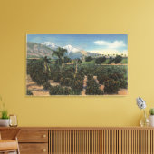 Oranje Grove Scène met Sneeuwklapte Mts Canvas Afdruk (Insitu (Woonkamer))