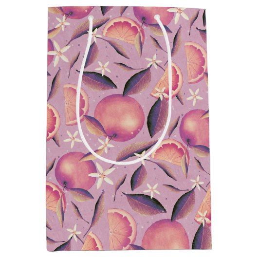 Oranje Grove schemerpatroon elegante citrus Medium Cadeauzakje (Voorkant)