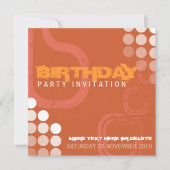Oranje Grunge Electro Party Birthday Uitnodiging (Voorkant)