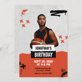 Oranje Grunge sportspeler foto verjaardag Kaart
