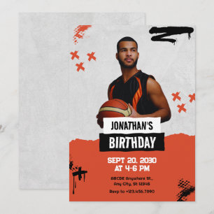 Oranje Grunge sportspeler foto verjaardag Kaart