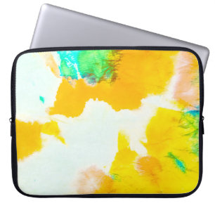Oranje Grungy Paint. Tie Dye Print. Colorful Batik Laptop Sleeve