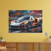 Oranje GTR Supercar Raceauto Canvas Afdruk (Insitu (Woonkamer))