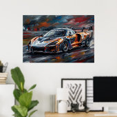 Oranje GTR Supercar Raceauto Poster (Thuiskantoor)