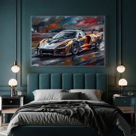 Oranje GTR Supercar Raceauto Poster