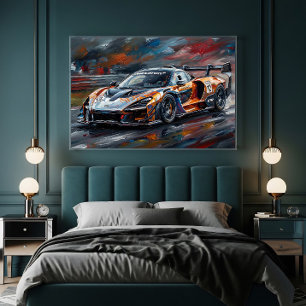 Oranje GTR Supercar Raceauto Poster