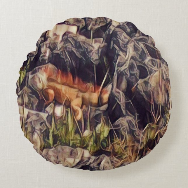 Oranje Guana Art Rond Kussen (Voorkant)