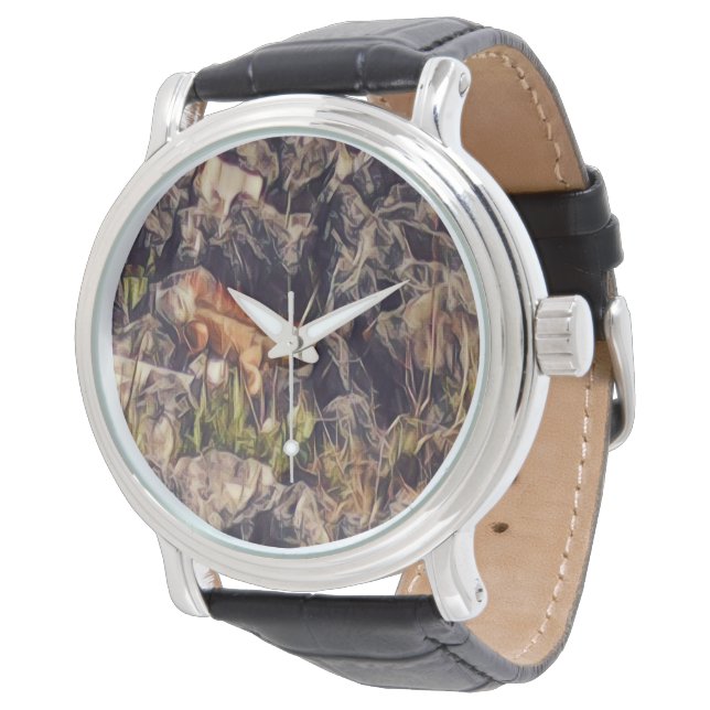 Oranje Guana Kunst Horloge (Gekanteld)