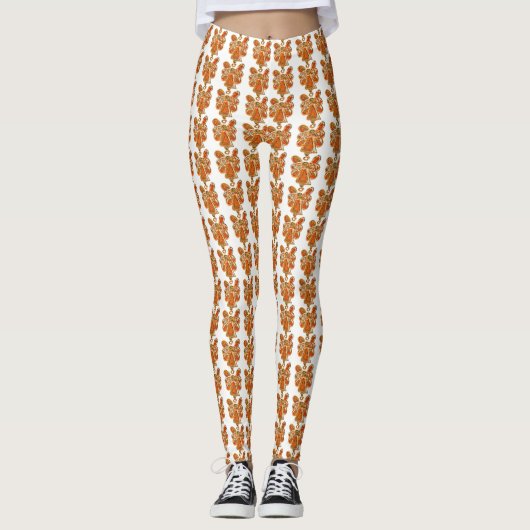 Oranje Guardian Angel Art Custom Holiday Leggings (Voorkant)