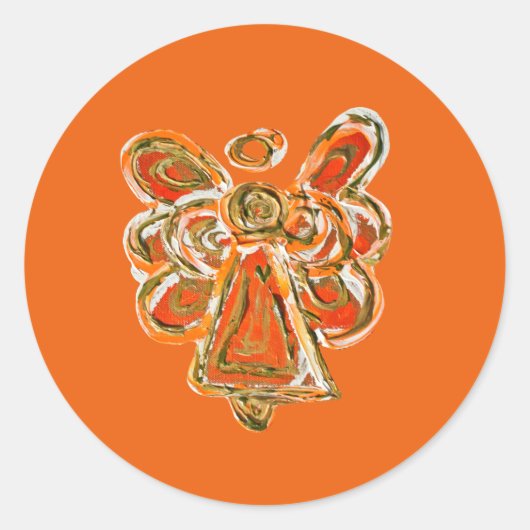 Oranje Guardian Angel Art Decal Stickers (Voorkant)