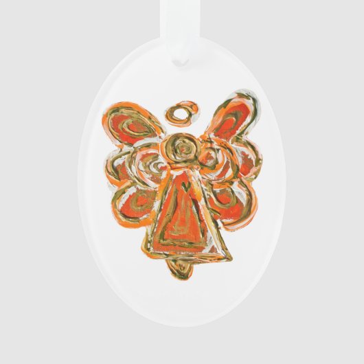 Oranje Guardian Angel Art Holiday Hanger Ornament (voorkant)