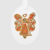Oranje Guardian Angel Art Holiday Hanger Ornament (achterkant)