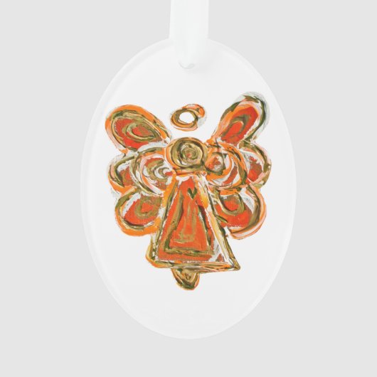 Oranje Guardian Angel Art Holiday Hanger Ornament (achterkant)