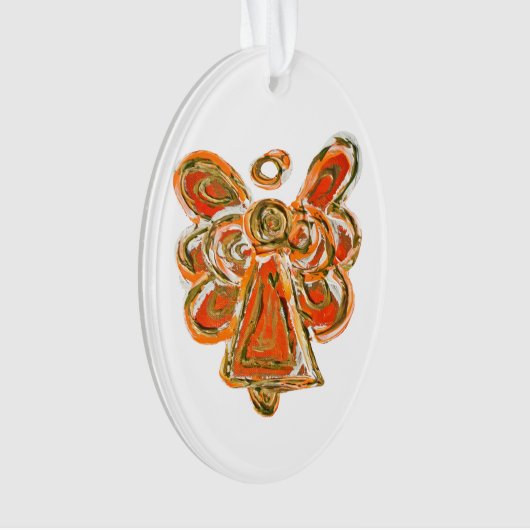 Oranje Guardian Angel Art Holiday Hanger Ornament (voorkant)