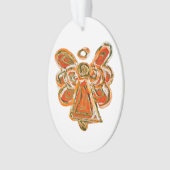 Oranje Guardian Angel Art Holiday Hanger Ornament (voorkant)