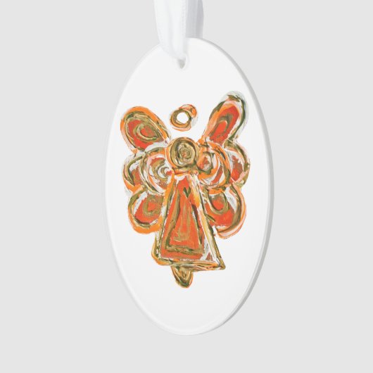 Oranje Guardian Angel Art Holiday Hanger Ornament (voorkant)