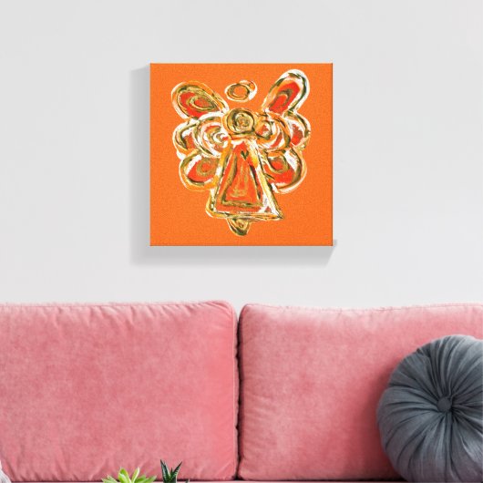 Oranje Guardian Angel Art Wrapped Canvas schildere (Insitu (Woonkamer))