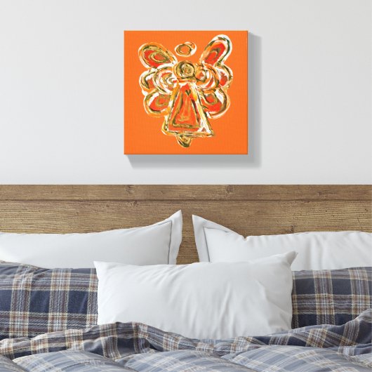 Oranje Guardian Angel Art Wrapped Canvas schildere (Insitu (Slaapkamer))