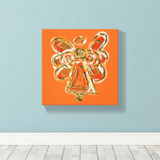 Oranje Guardian Angel Art Wrapped Canvas schildere (Insitu (Houten vloer))