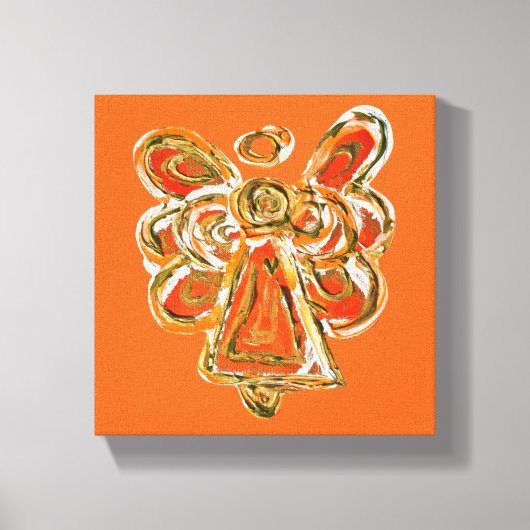 Oranje Guardian Angel Art Wrapped Canvas schildere (Voorkant)
