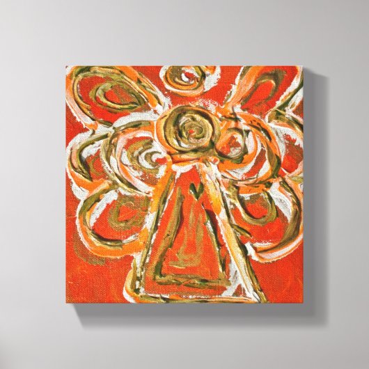 Oranje Guardian Angel Art Wrapped Canvas schildere Afdruk (Voorkant)