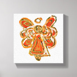 Oranje Guardian Angel Art Wrapped Canvas schildere Afdruk