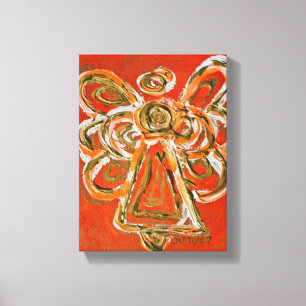 Oranje Guardian Angel Art Wrapped Canvas schildere Afdruk