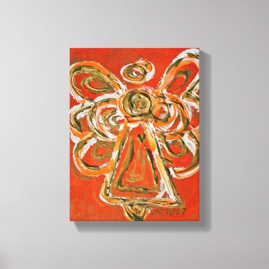 Oranje Guardian Angel Art Wrapped Canvas schildere Afdruk (Voorkant)