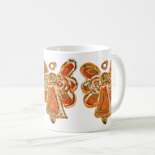 Oranje Guardian Angel Custom Coffee Mok Cup (Voorkant rechts)