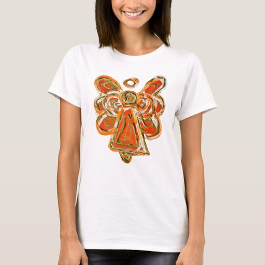 Oranje Guardian Angel Custom Holiday Art T-shirt (Voorkant)
