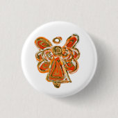 Oranje Guardian Angel Custom Vakantie Button Pin (Voorkant)