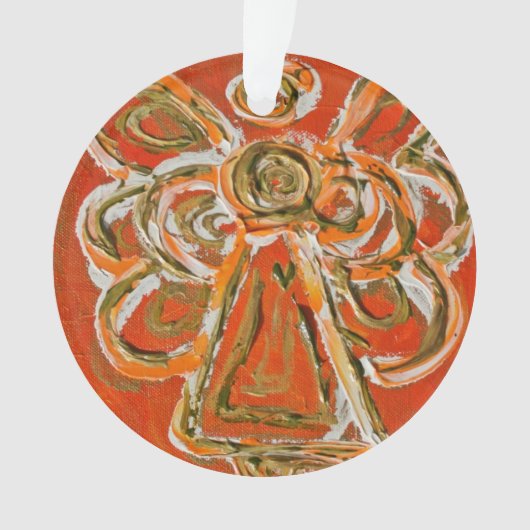 Oranje Guardian Angel Gift Holiday Ornament (voorkant)