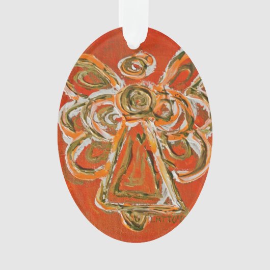 Oranje Guardian Angel Gift Holiday Ornament (voorkant)
