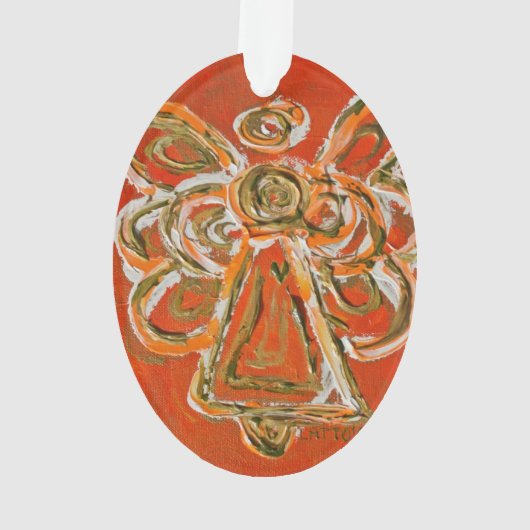Oranje Guardian Angel Gift Holiday Ornament (achterkant)
