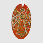 Oranje Guardian Angel Gift Holiday Ornament (voorkant)