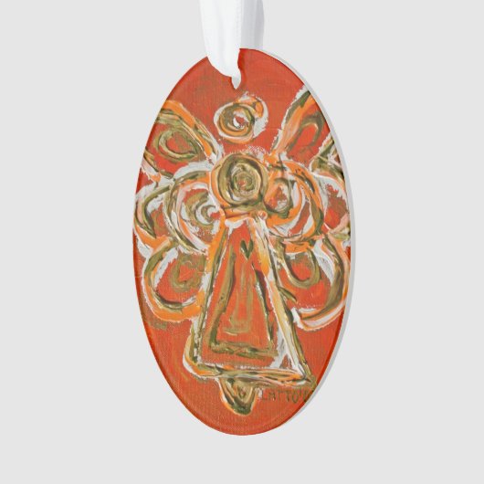 Oranje Guardian Angel Gift Holiday Ornament (voorkant)