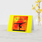 Oranje gymnastiek Wenskaart Kaart (Gele Bloem)