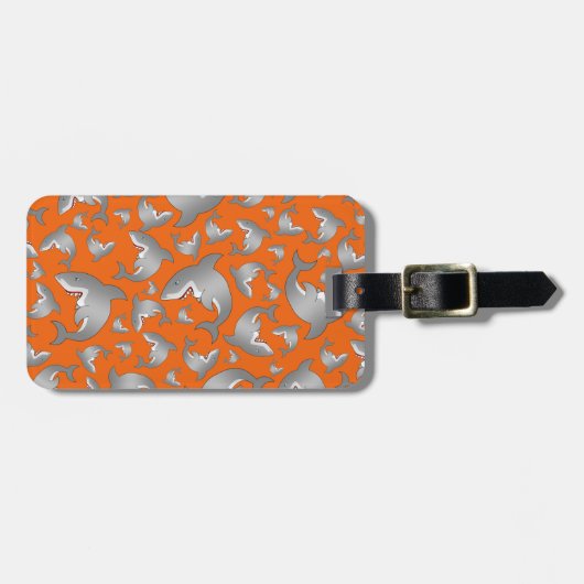 Oranje haaienpatroon bagagelabel (Voorkant horizontaal)