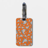 Oranje haaienpatroon bagagelabel (Achterkant verticaal)