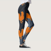 Oranje haan en blauwe achtergrond leggings (Rechts)