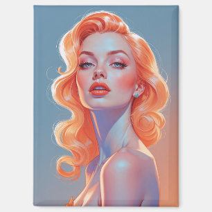 Oranje haar pin-up portret magneet