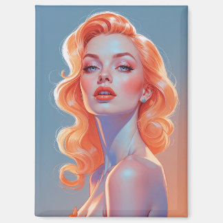 Oranje haar pin-up portret magneet