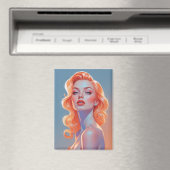 Oranje haar pin-up portret magneet (Insitu (Vaatwasser))