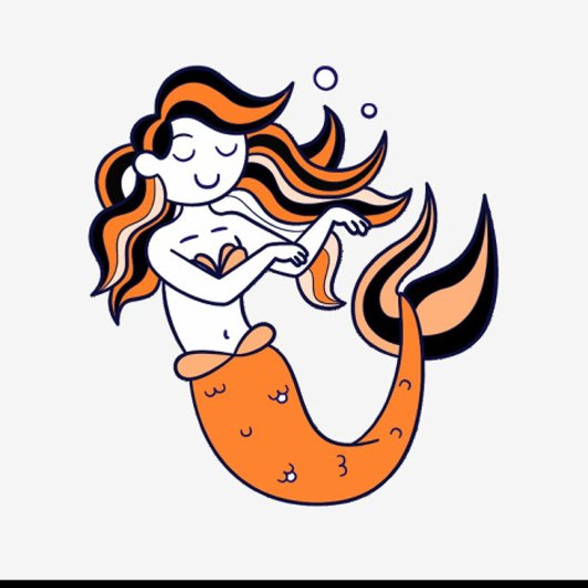 Oranje haarzeemeermin kinder teenslippers