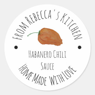 Oranje Habanero Chili Homemade Sauce Ronde Sticker