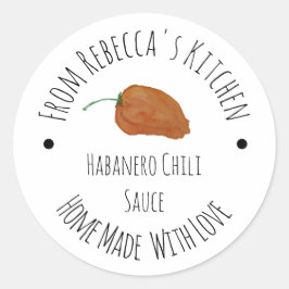 Oranje Habanero Chili Thuisgemaakte Saus Ronde Sticker