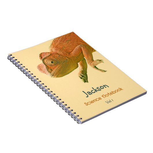 Oranje hagedis genoemd schoolonderwerp notitieboek (Rechterzijde)