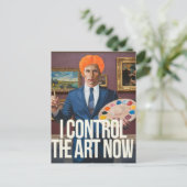 Oranje Hair Man bestuurt de kunst in een museum Briefkaart (Staand voorkant)